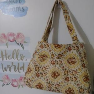 Handmade vintage style yellow floral purse